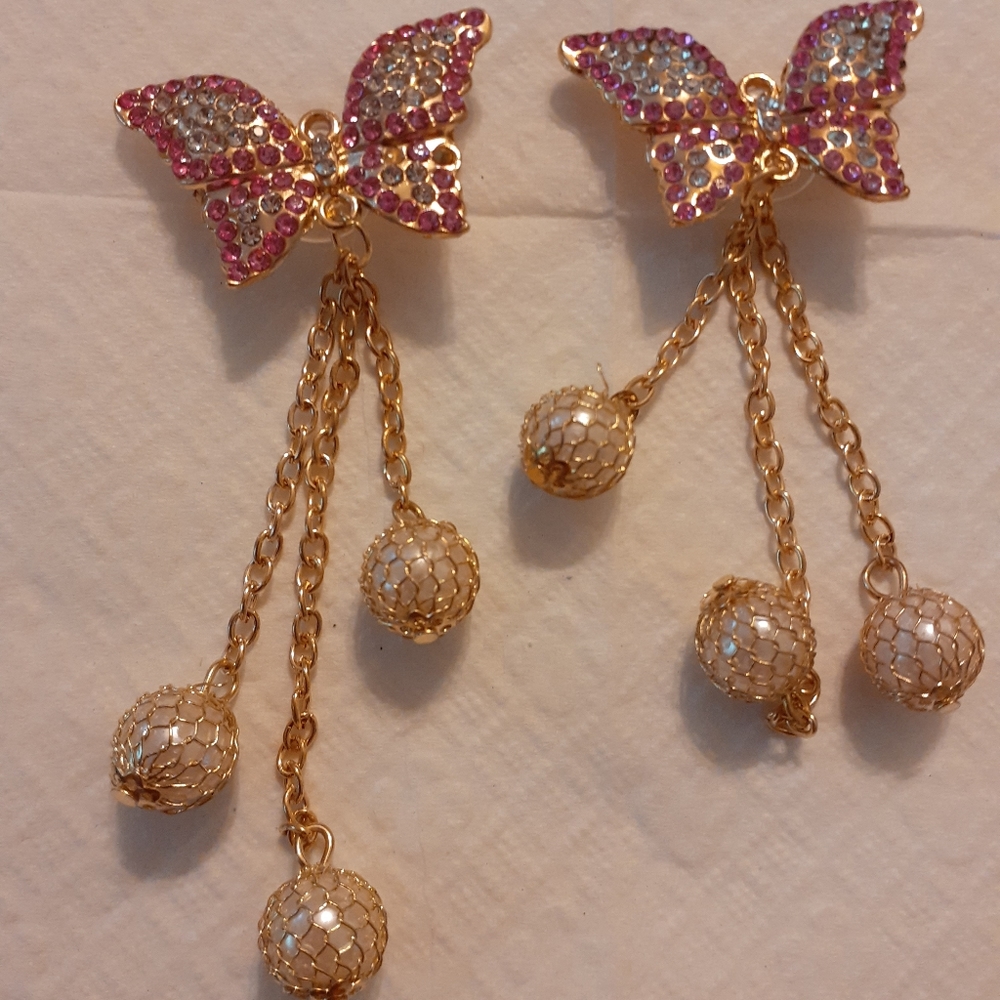 2 pc pink game butterfly charms for Crocs